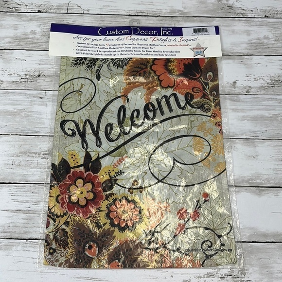 OUTDOOR FLORAL WELCOME FLAG 12x18 NIP - Picture 1 of 7